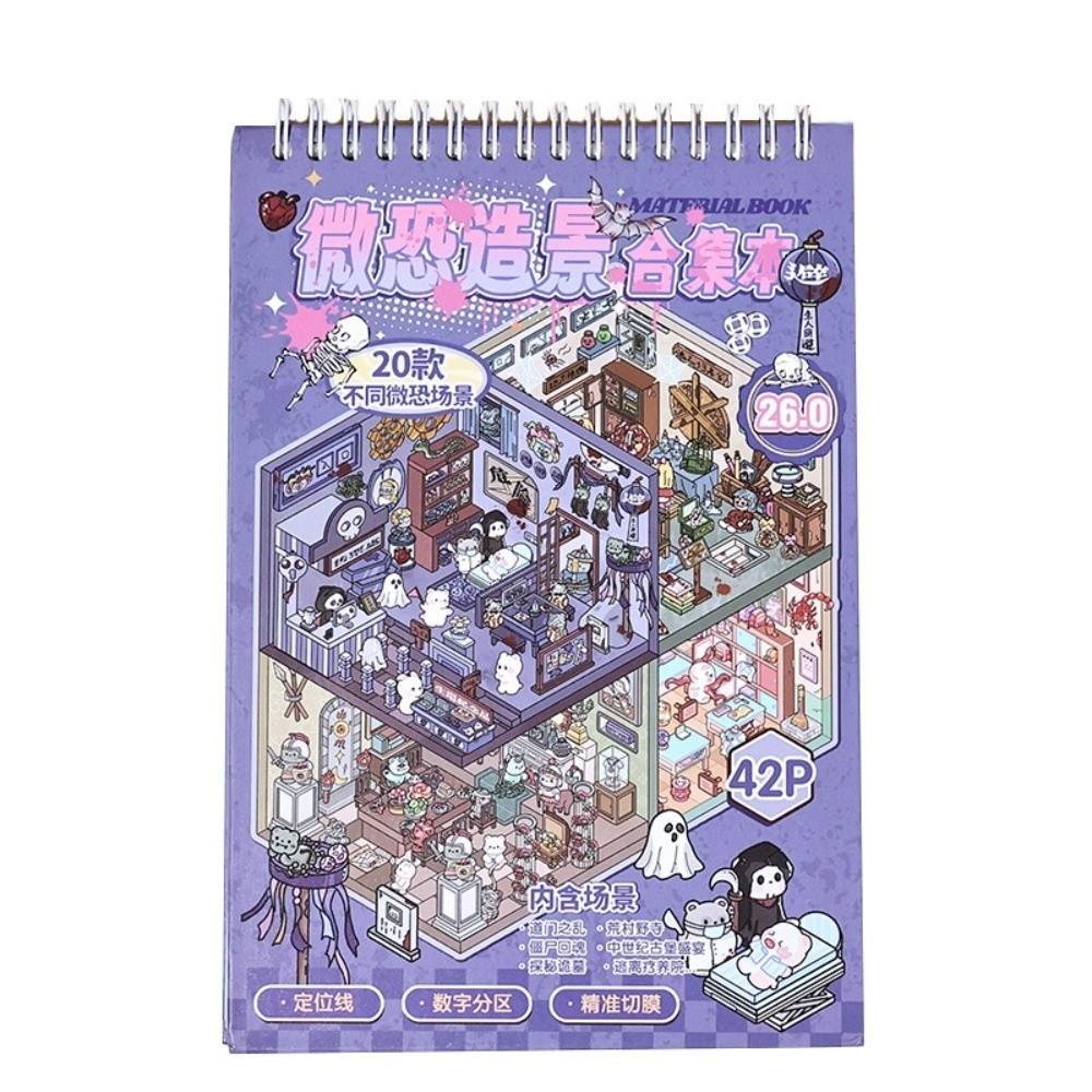 Spooky Theme Miniature Scene Sticker Book 20 Scene Haunted Cottage Sticker Holiday Gifts