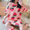 Beautiful Sleeping Dress Breathable Relaxed Comfortable Girls Sweet Pink Heart Print Summer Nightdress Home Wear