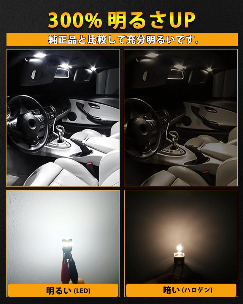 T10 LED Explosive Light, White, 2 Pcs, Built-In Canceller, LED T10, Compatible with Vehicle