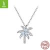 925 Sterling Silver Platinum Plated, New Coconut Tree Necklace Opal Necklace Women'S Light Luxury Niche Exquisite Jewelry Cross-Border