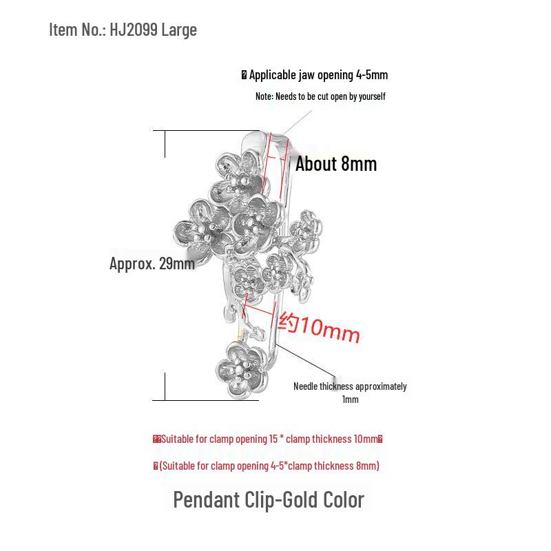Женский ретро кулон из жадеита с цветком сливы и серебряным зажимом-бейлом