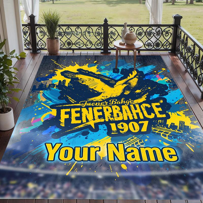 Custom Text Printed Rug Fenerbahçe FC Non Slip Floor Carpet For Home Room Decor