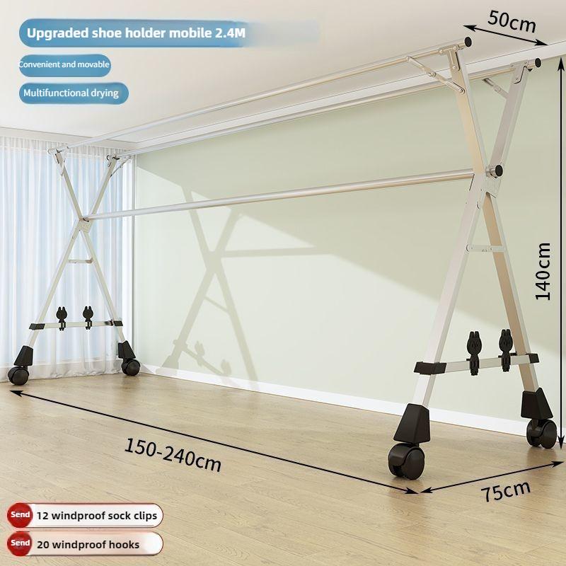 Сушилка для одежды из нержавеющей стали, бытовая складная вешалка-стойка, балконная, 5-полюсная, выдвижной инструмент для сушки одежды