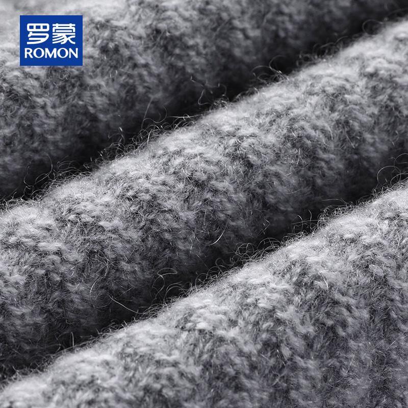 Romon Men's 100% Pure Cashmere Thickened Round Neck Sweater