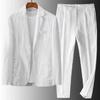 Men's Jackets and Pants Men's Linen 2-piece Suit Spring and Summer Thin Fashion Casual Suit Suit Men's Spring and Summer Thin Section