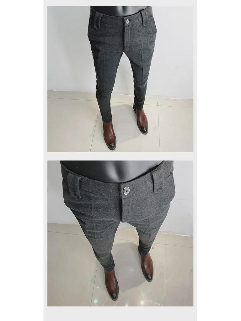 Мужские осенние брюки делового повседневного костюма приталенного кроя в корейском стиле 2022