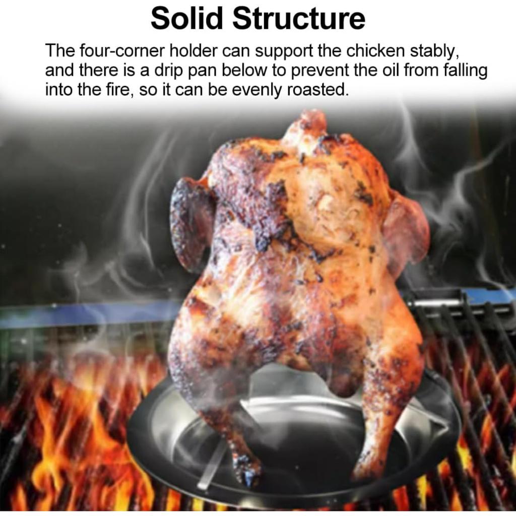 Chicken Roaster,Stainless Steel Chicken Roaster Rack BBQ Roaster Rack Vertical Roaster Rack for Oven or Barbecue Grill Accessories(Silver)