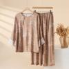 Pajamas women's summer and autumn satin new mother outfit retro court noble and soft large size loose loungewear set