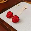 1Pair Shiny Stud Earrings Set Rhinestone Fruit Pendant Earrings  Party Decoration