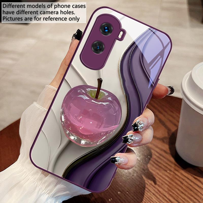 Прозрачный цветной яблоко Для Honor 200 90 8X 9X Pro Lite P50 P40 Nova 10 11i P60 Magic4 6 Mate 20 50 Закаленное стекло Чехол для телефона