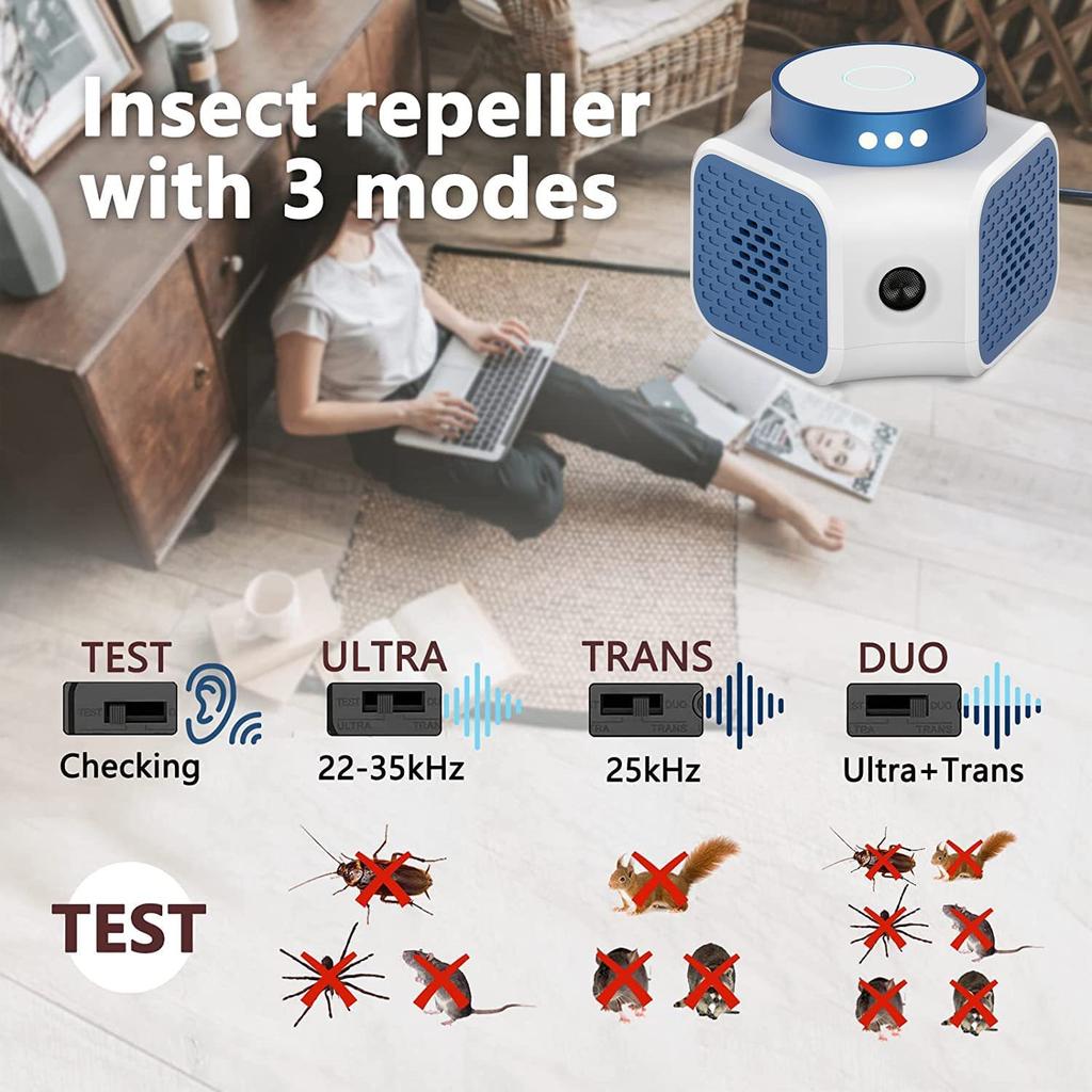 360-градусный отпугиватель животных Многофункциональный ультразвуковой отпугиватель мышей с двумя динамиками и преобразованием частоты Отпугиватель комаров Отпугиватель тараканов