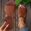 New Plus-size Shoes One-shoulder Slippers Women's Shoes Woven Beach Slippers