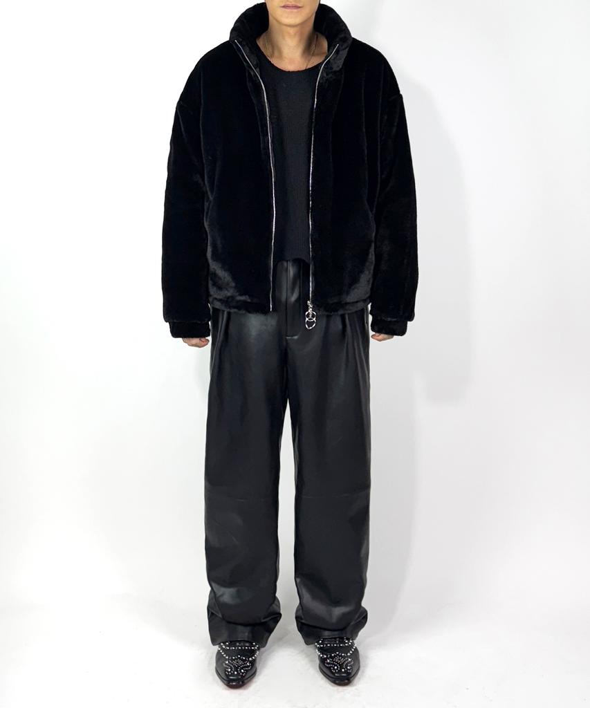 A Made Fine Fur Print Over Jacket (Black)