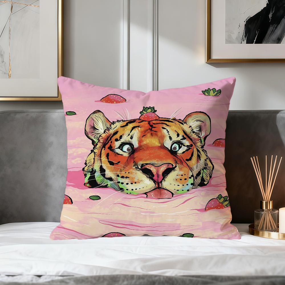 Retro style fun cute tiger art soft pillowcase for Sofa Living Room Home office Decor Protective Covers party hogar pillow cover