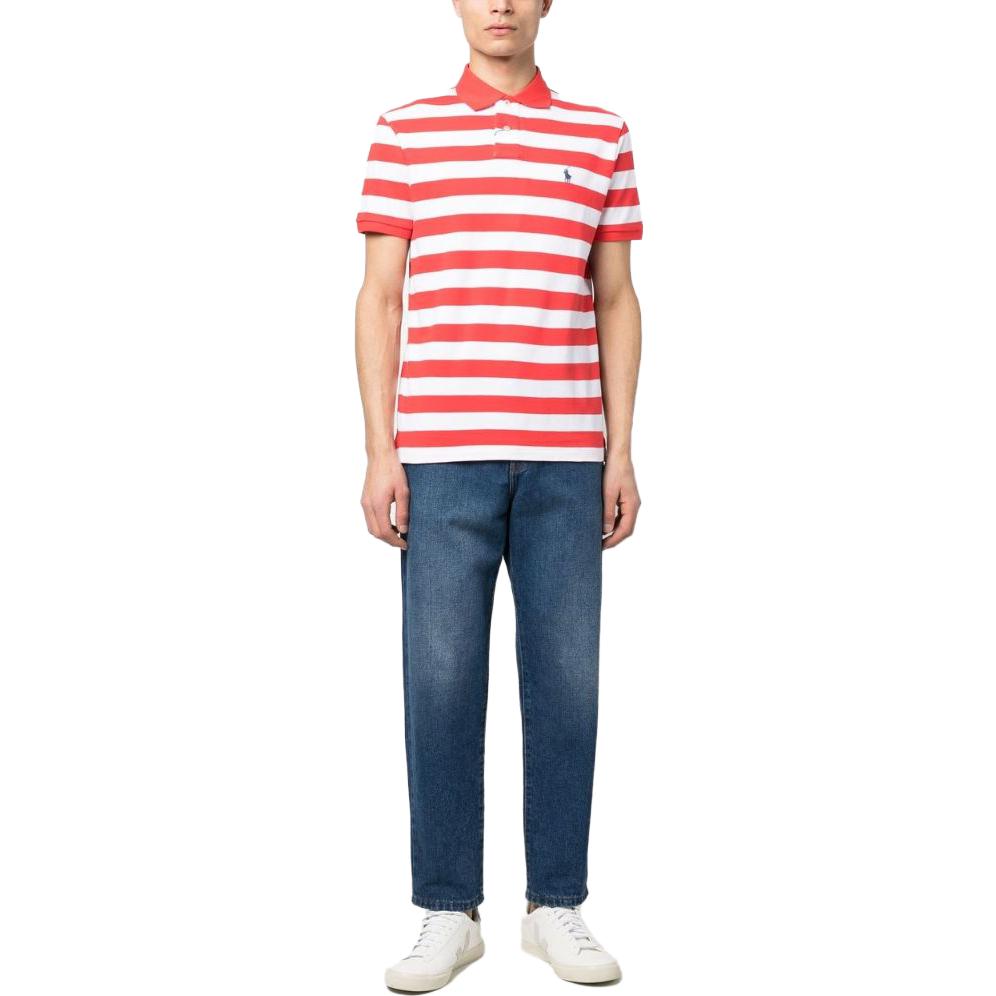 Polo Ralph Lauren SS23 Полосатый логотип вышитый короткий рукав поло рубашка мужские топы 710898606-002