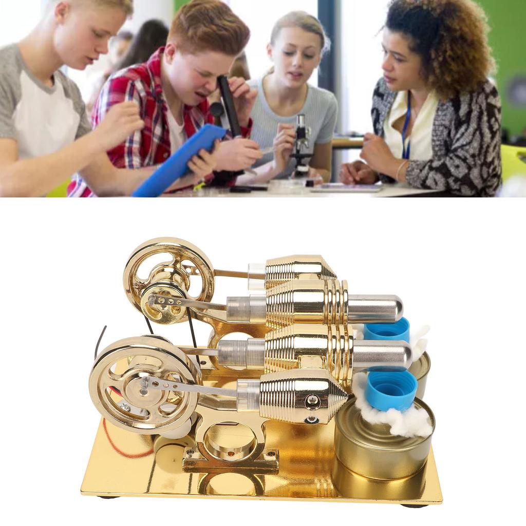 Hot Stirling Engine Golden Color Easy Assembly Stainless Steel Stirling Engine Model for Teachin