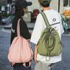 Drawstring Nylon Backpack Women's Single Double-Shoulder Bucket Bag Student School Bag