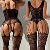 Кружевной боди с полной фиксацией, чулки без ластовицы для секса, тедди с бандажной завязкой, сексуальное обтягивающее белье, соблазнительная сетчатая игрушка, открытые ягодицы, сексуальные удовольствия