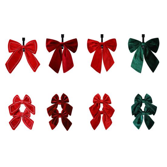 Yousheng 1/2 шт. Рождественский бант бархатный мягкий подвесной декор с колокольчиками банты рождественская тематика узор домашний декор для вечеринки