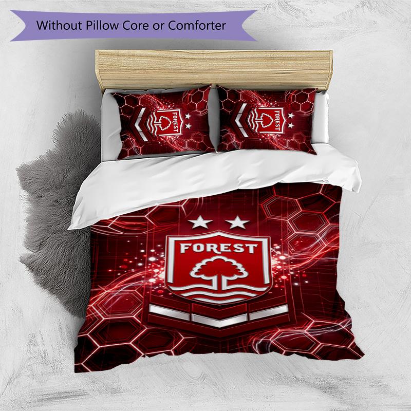 Nottingham Forest Football Printed 3 Pieces Bedding Set, Comfortable Skin Friendly Bedroom Duvet Cover Set