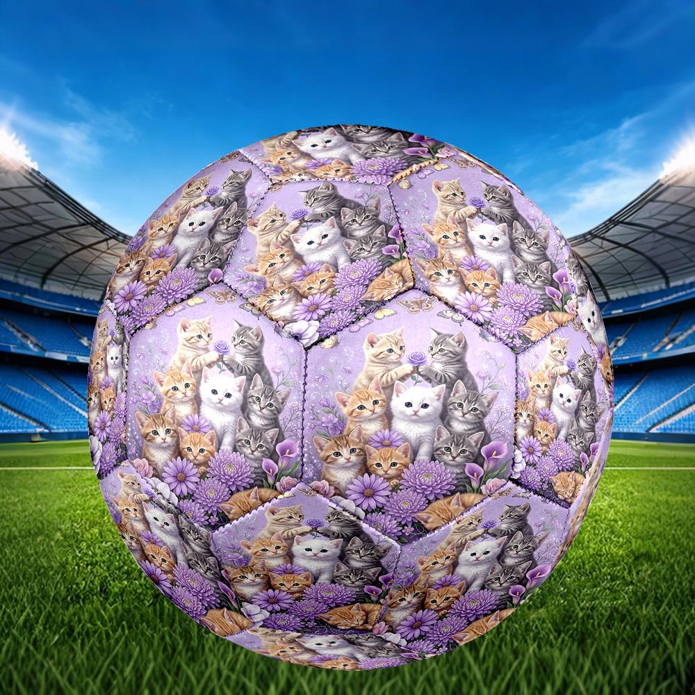 1pc Kittens Butterflies Theme Soccer Ball Football, Size 5, Lightweight PVC, Outdoor Training Soccer Ball,Gift c6566