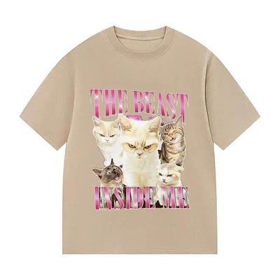 Beast Gifts Уникальная и забавная футболка с эмодзи кошки Ретро стиль Харадзюку Повседневная футболка с коротким рукавом Женская одежда Личность