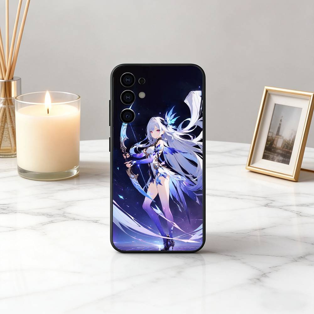Крутой чехол-кошелек G-GENSHIN IMPACT S-Skirks-GPS для телефона Samsung S25, S24, S21, S22, S23, S30, Ultra, S20, Plus, Fe, Lite, Note, 10, Черная крышка