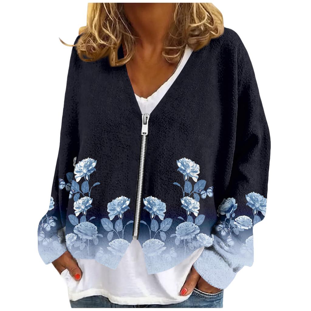 Womens Zip Up Sweaters Sweatshirts Long Sleeve Oversized Jackets Soft Casual Loose Tunic Tops