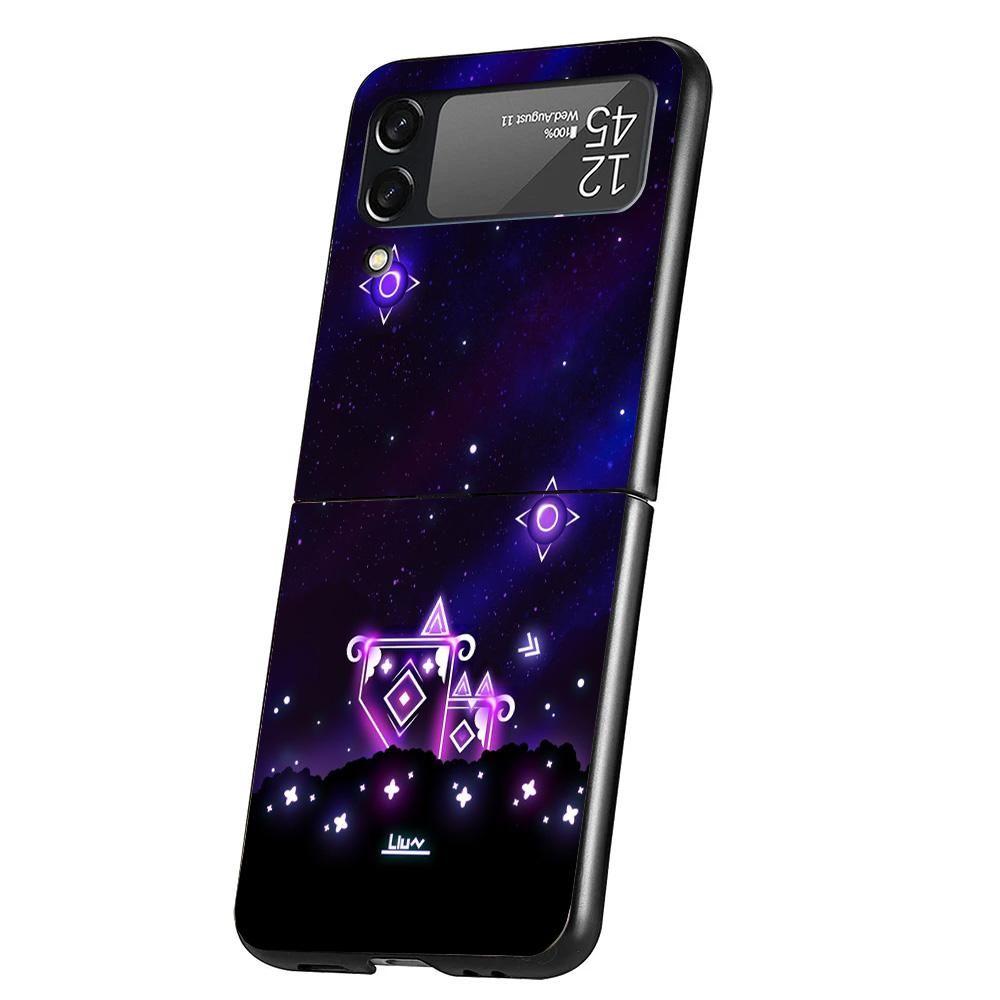 Geometry Dash Game Cover Phone Case For Samsung Galaxy Z Flip 7 6 5 4 3 5G Flip7 Flip6 Flip5 Flip4 Flip3 Black Fundas Shell Gala