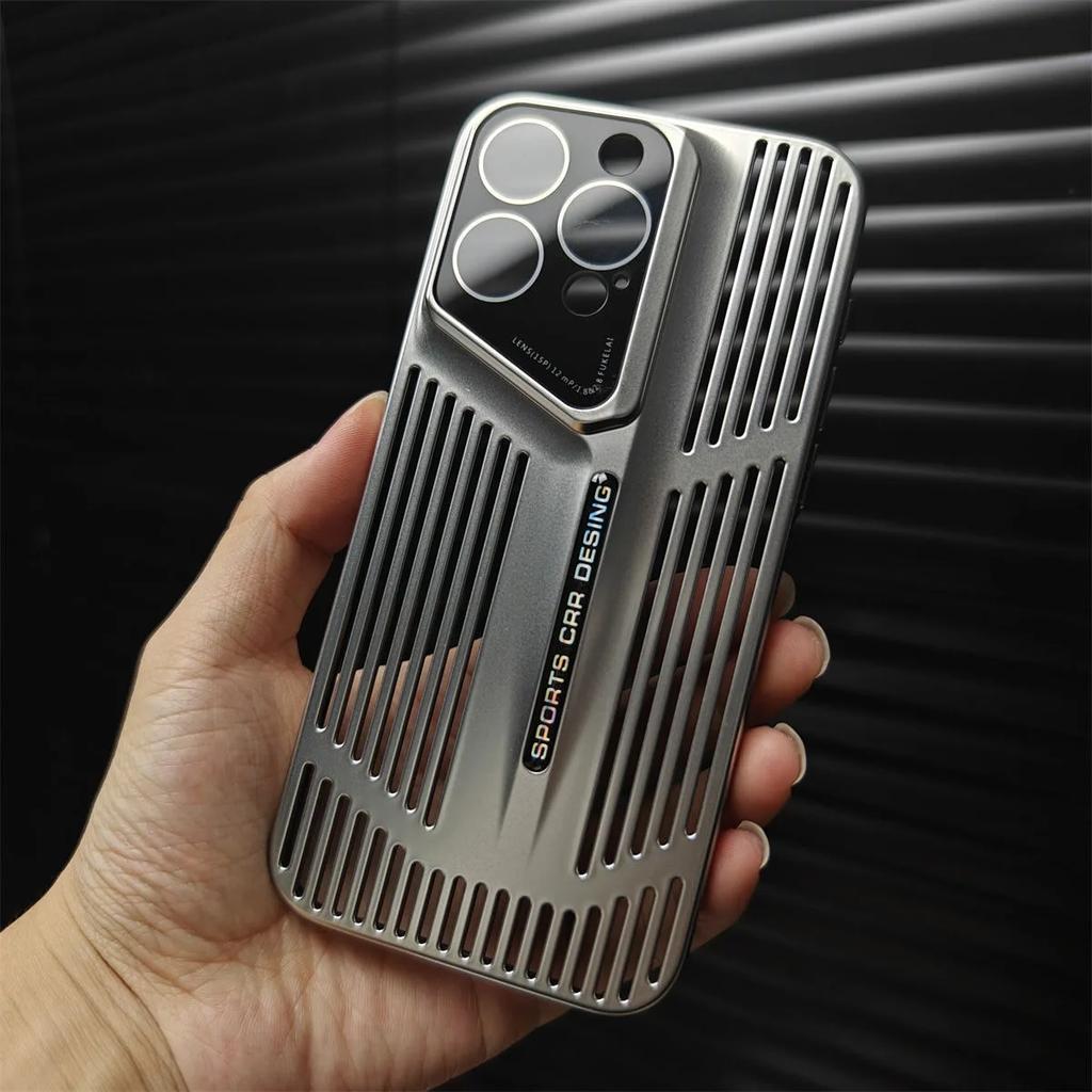 Matte Slim Full Lens Protection Hard Phone Case for iPhone 16 15 14 13 12 Pro Max Plus Fashion Hollow Heat Dissipation PC Cover