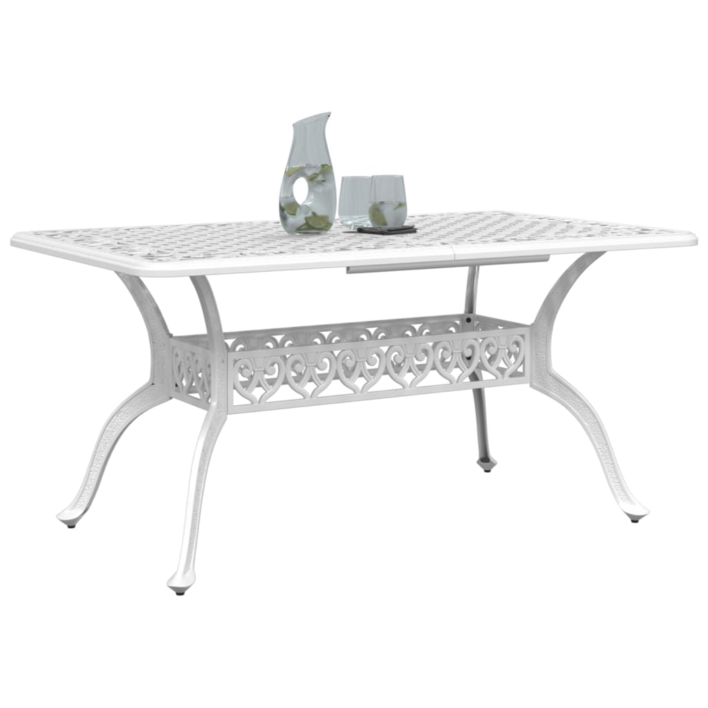 Garden Table White 150 x 90 x 72 cm Cast Aluminum