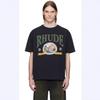 RHUDE Футболка с геометрическим принтом букв Мужская Женская Свободный крой Повседневная с коротким рукавом
