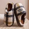 Vintage Plaid Slip-On Slippers - Plush Fleece Lining &Thick Sole,Warm Winter Indoor House Shoes with Tartan/Plaid Design,Cozy Home Footwear for Autumn