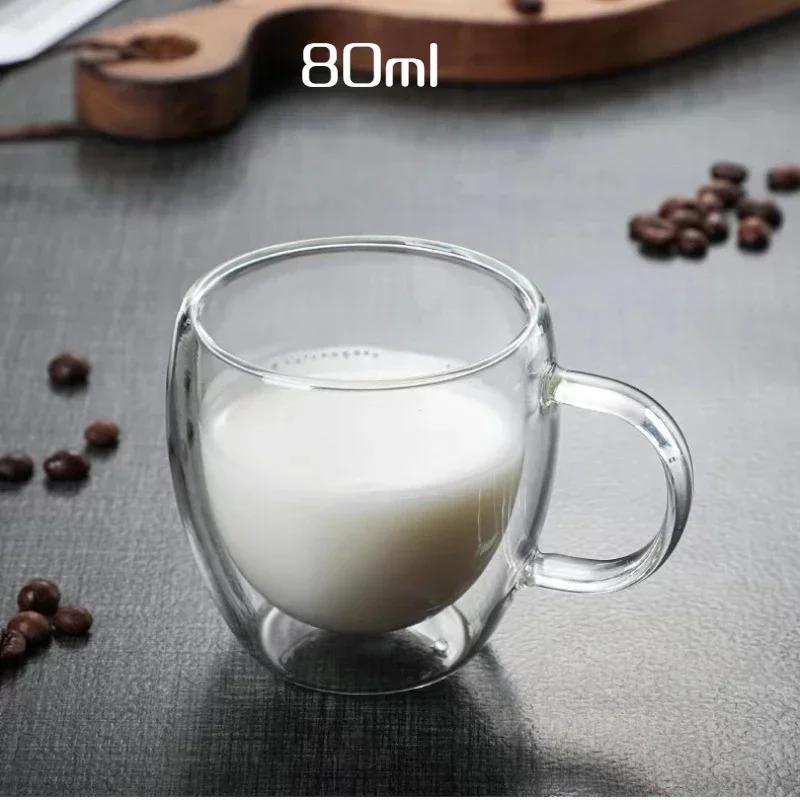 Двойная стеклянная чашка с ручкой, украшенная засушенными цветами, кофейная чашка, молочная кружка, термостойкие чайные чашки, стеклянная кружка, кухонные принадлежности