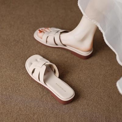 Мягкая подошва, не устают ноги, универсальные женские тапочки, новая летняя обувь, модный зарубежный стиль, плоская подошва, крутые тапочки