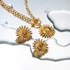 Waterproof Vintage Sun Pendant Necklace Gold Color Sun Flower Geometric Neck Chain  Women