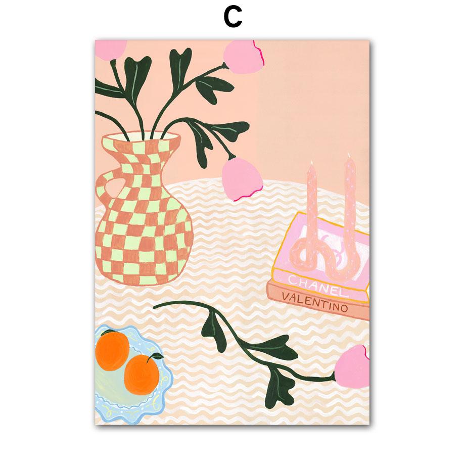 Ретро Цветы Ваза Галерея Красочный Фанки Постер И Принты Простой Настенный Арт Холст Живопись Настенные Картины Для Декора Гостиной