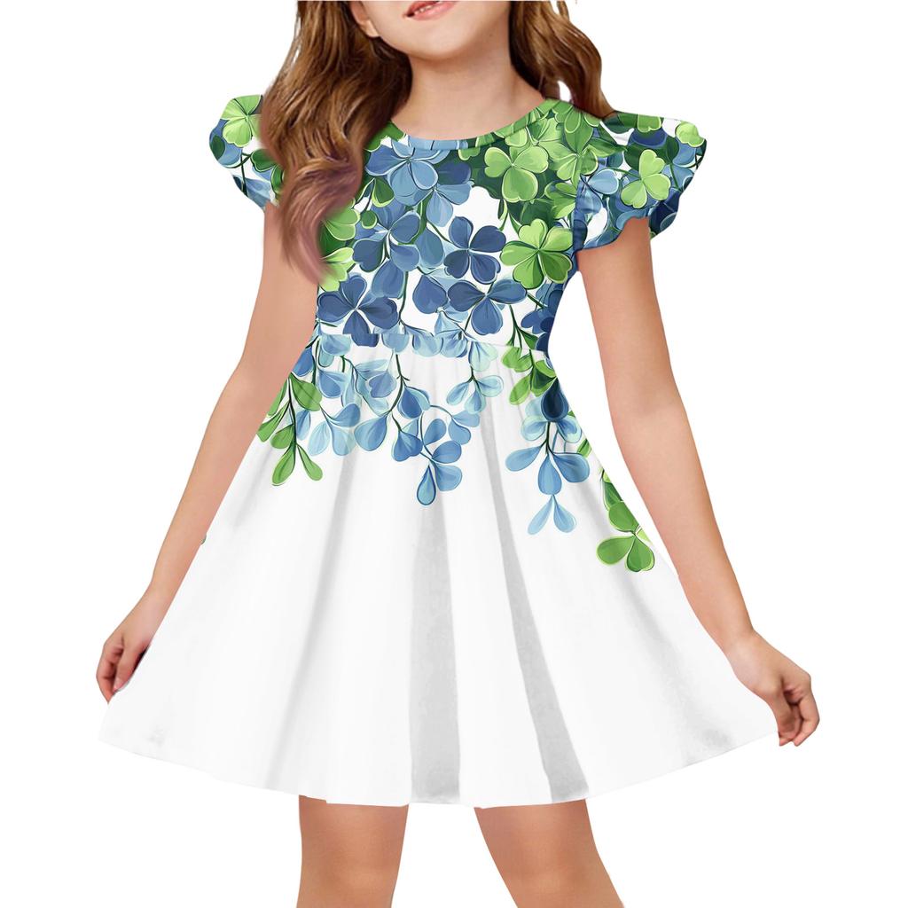 Girls' Summer Princess Dress - A-Line T-Shirt Dress St. Patrick's Day