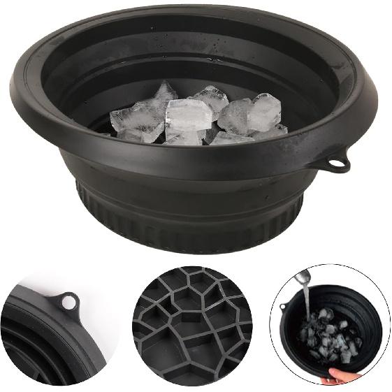 Ледяная ванна для лица, складная силиконовая раковина со встроенным лотком для льда, многоразовая складная многоцелевая раковина для домашнего использования, черная