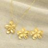 2Pcs/Set Necklace Earrings Set Adjustable Length Choker Three-Dimensional Flower Design Necklace Stud Earrings