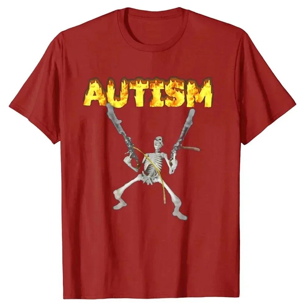 Retro Autism Skeleton Funny UnisexT-Shirt Neurodivergent Autism Awareness Support Tee Halloween Gifts Clothes 2024