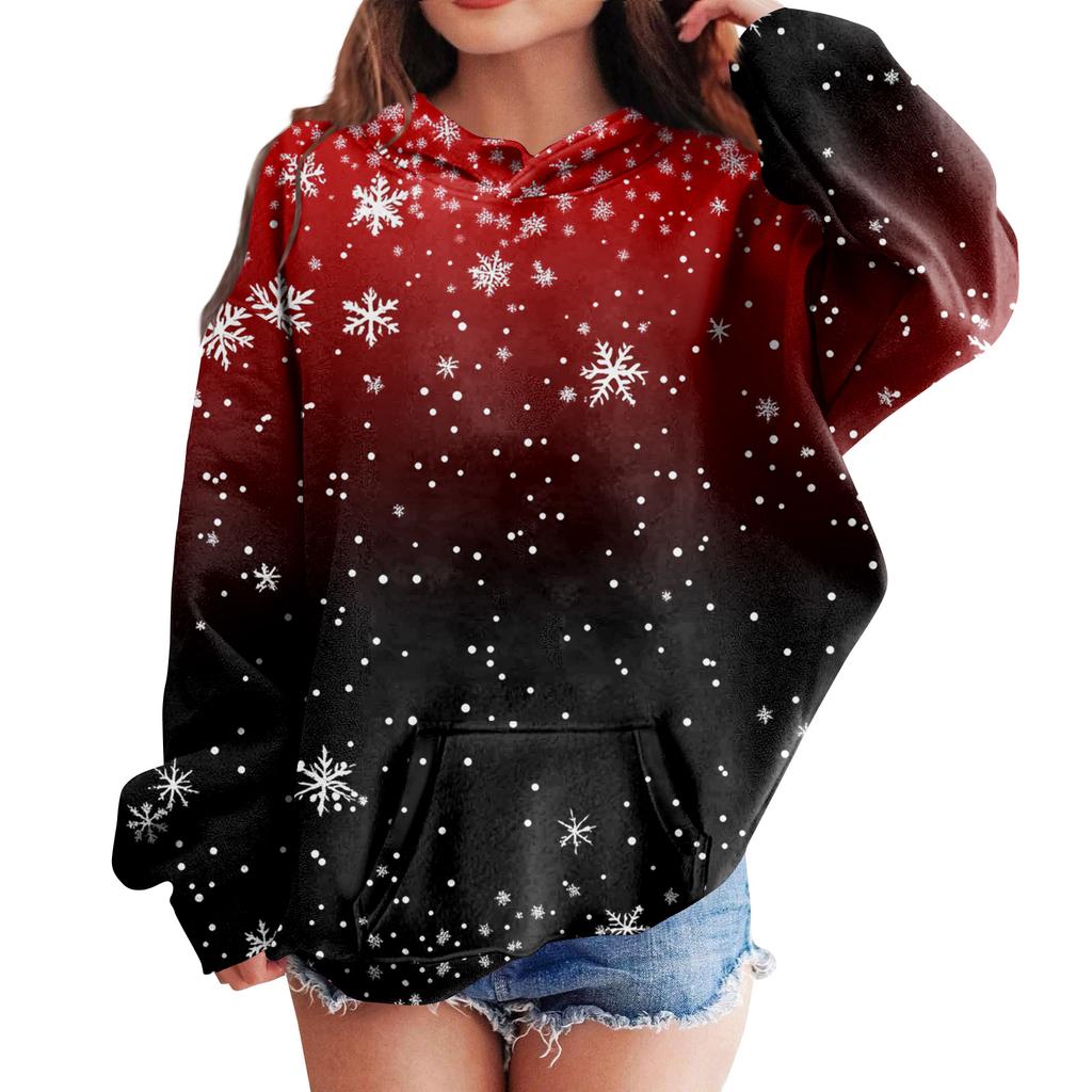 Sweatshirts For Teen Girls Hoodies Long Sleeve Drawstring Pullover Cute Oversized Hoodie Christmas Day
