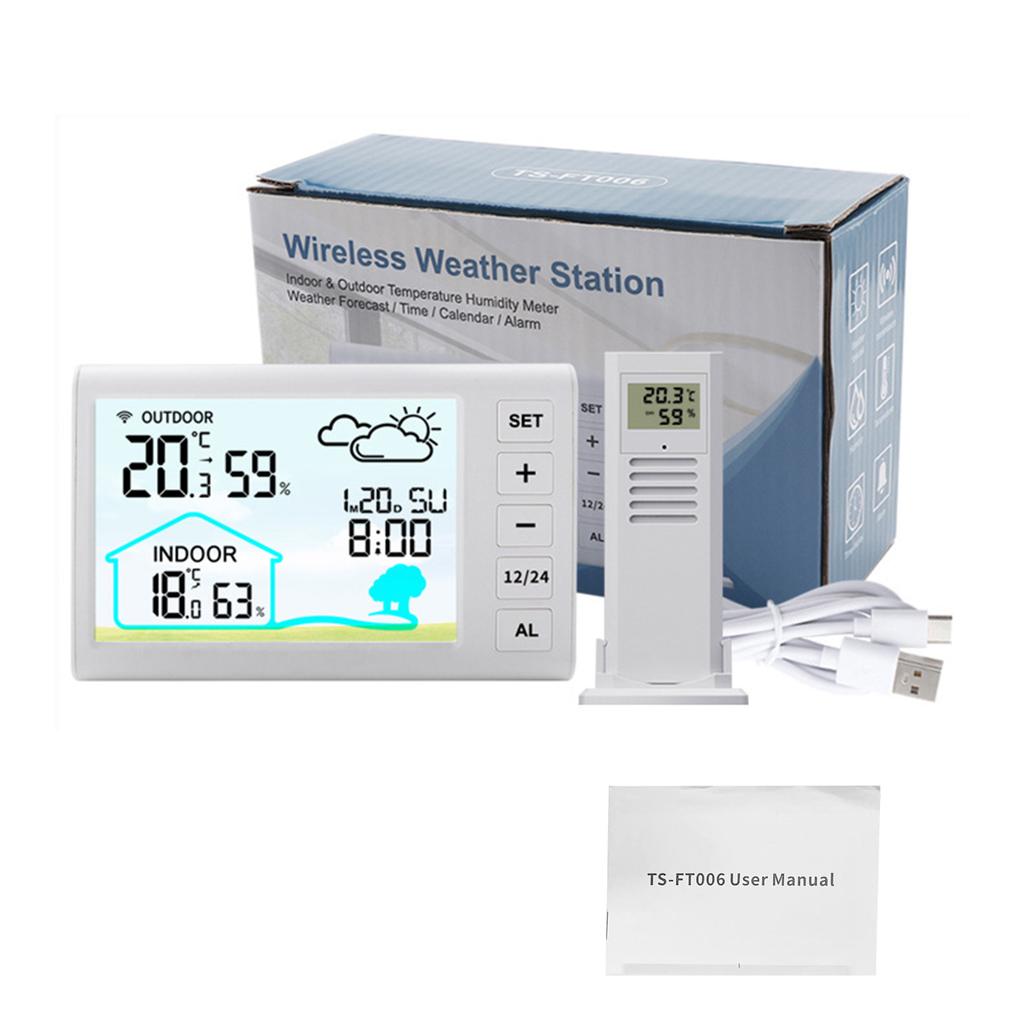 Беспроводная метеостанция для дома и улицы, дисплей температуры, часы, будильник, регулируемая подсветка