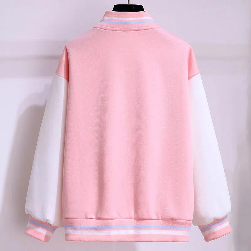 Стильная бейсбольная куртка для девочек - толстый, теплый бархат для весны и осени
