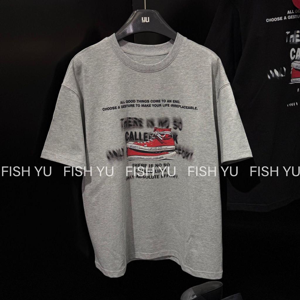 FISHYU Shisanhang Retro High-Top Canvas Shoes & Letter Print Short-Sleeve Women's T-Shirt (Early Autumn)