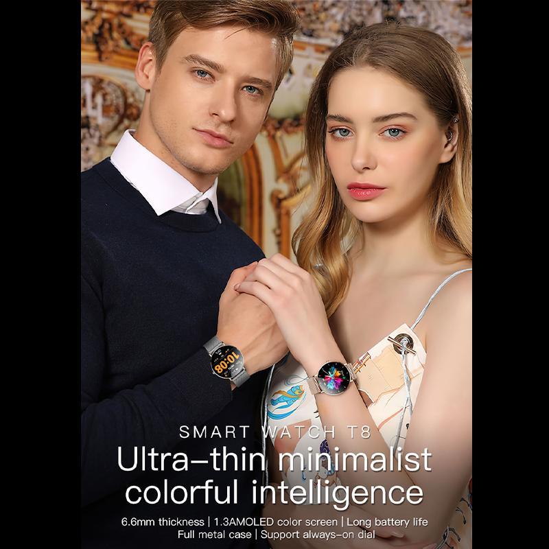 2024 Новые ультратонкие женские умные часы 1,36 дюйма AMOLED 360*360 HD пикселей дисплей всегда показывает время напоминание о звонке умные часы женские + коробка