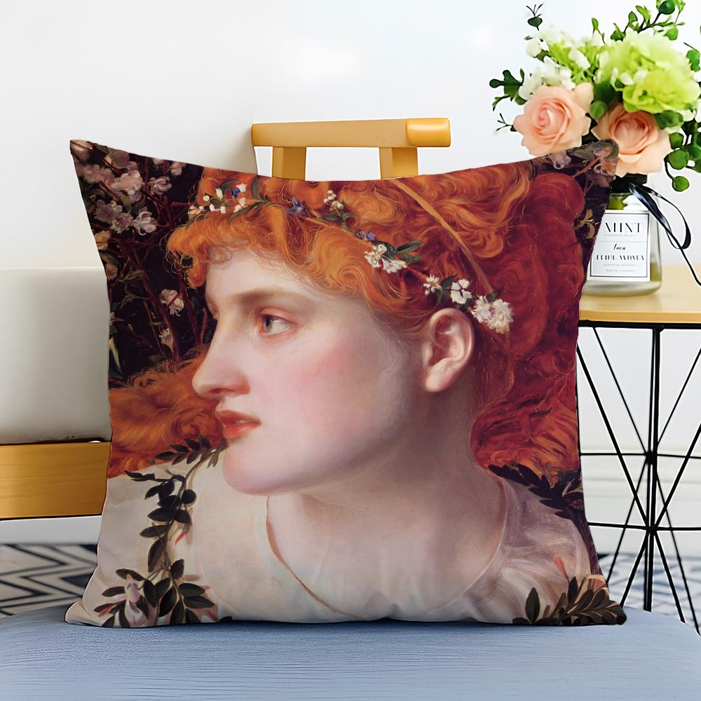 Elegant Classic European Fun Figures Painting Cushion Cover Washable Linen Pillowcase Soft for Sofa Bed Cozy Home Room Decor