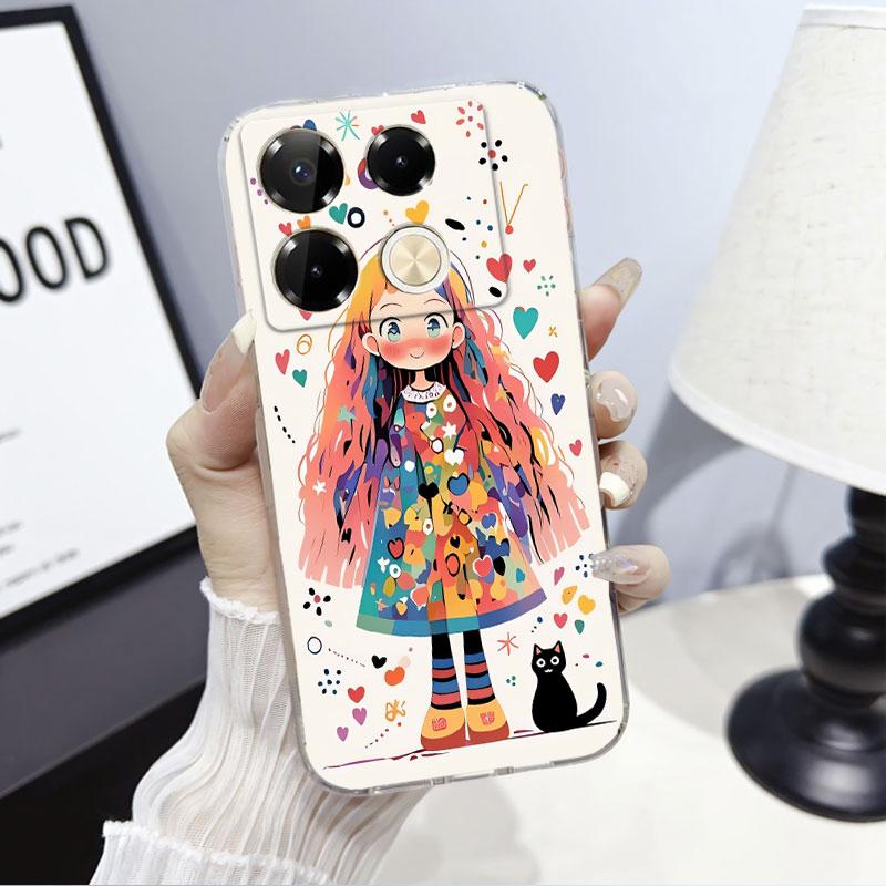Для Infinix Note 40 Pro 5G4G Чехол Защитная крышка Для Infinix Note 40 Pro Plus Мраморный Прозрачный Мягкий силиконовый чехол для телефона Кот Fundas