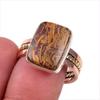 Natural Maryam Jasper Gemstone 925 Solid Sterling Silver Two Tone Ring S.9 G4p72