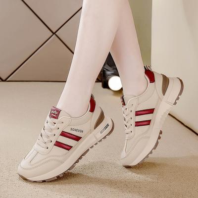 Женские кожаные кроссовки большого размера, с остатками размеров, универсальные, весна-осень 2025, для бега, на плоской подошве, нескользящие, модные, повседневные